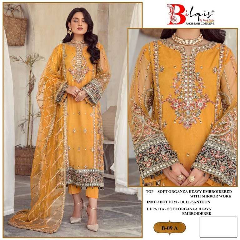 BILQIS B-09 COLOUR HEAVY EMBROIDERY ORGANZA PAKISTANI DRESSES-00201