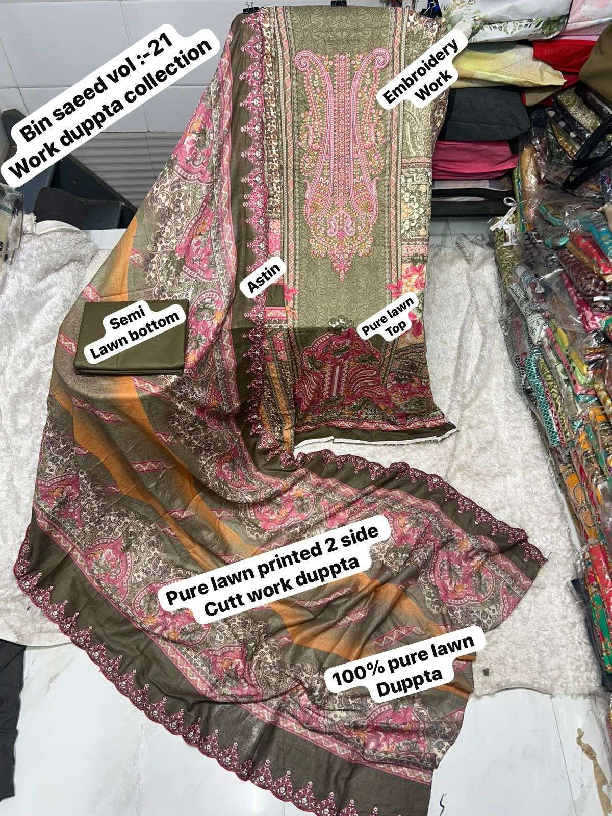 BIN SAEED VOL-21 BY ASLIWHOLESALE DESIGNER PURE COTTON PRINTED PAKISTANI DRESSES-00022
