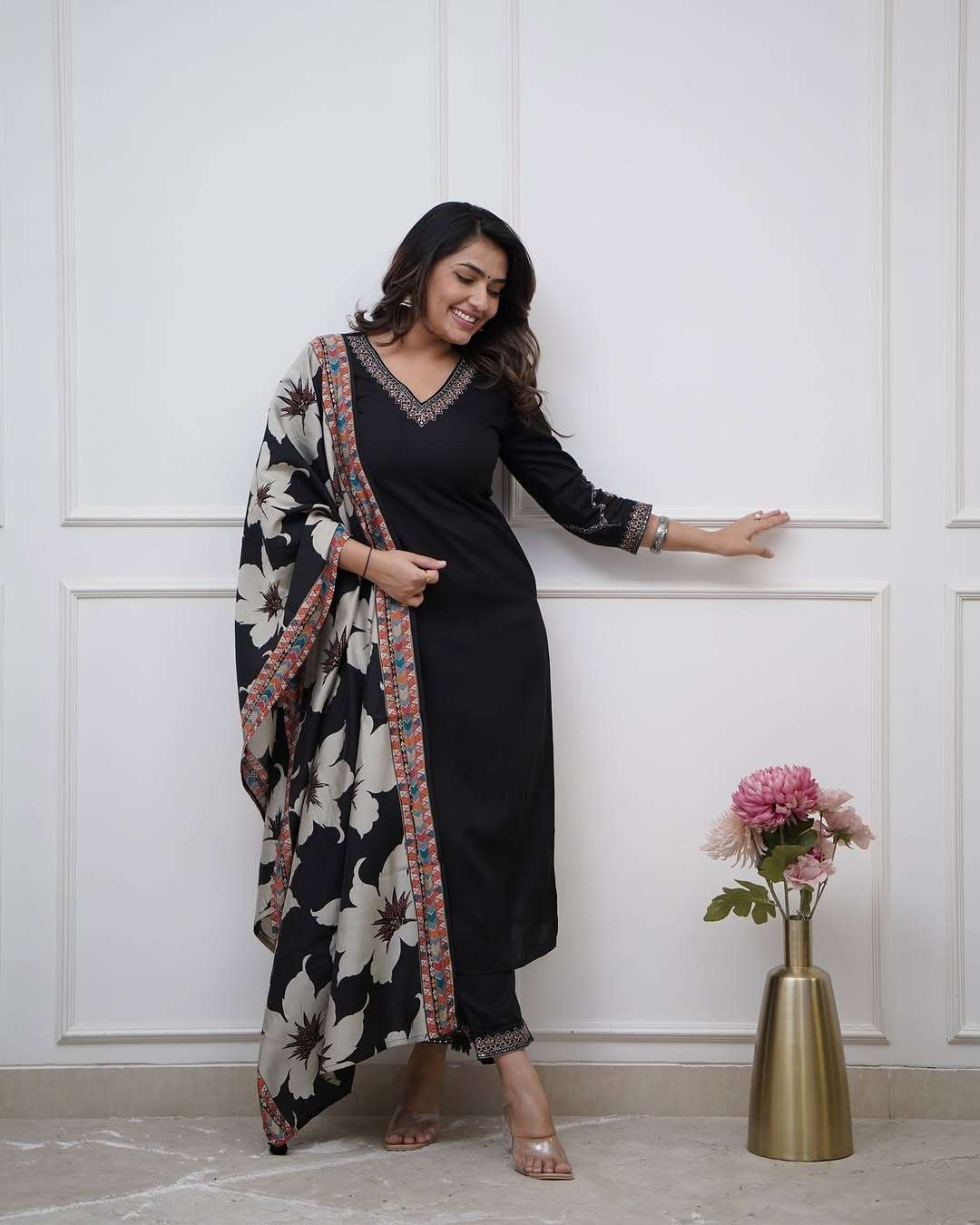 BLACKBERRY BY ASLIWHOLESALE DESIGNER PURE VISCOSE SILK EMBROIDERY DRESSES-00264