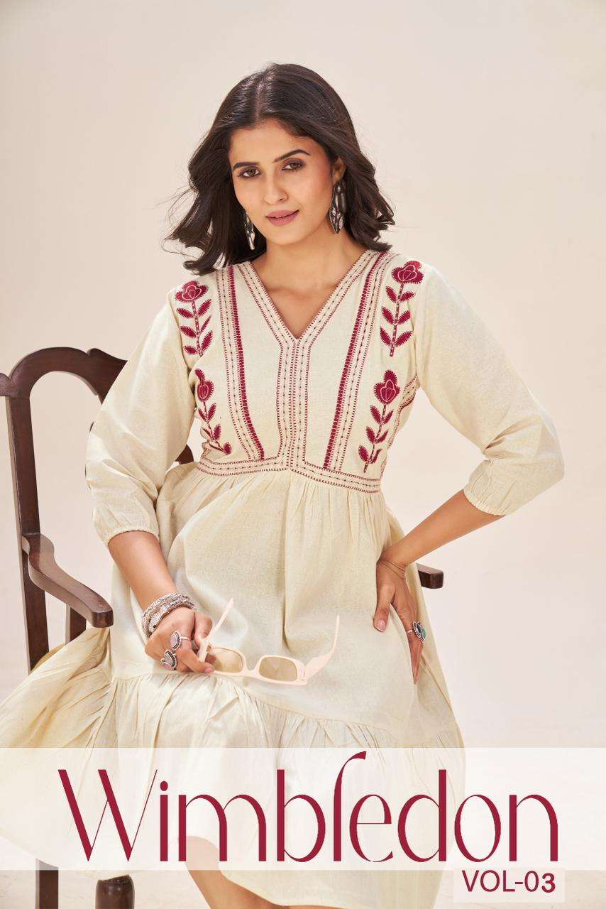 BLUE HILLS WIMBLEDON VOL-3 3001 TO 3004 SERIES COTTON PRINTED KURTIS-00099