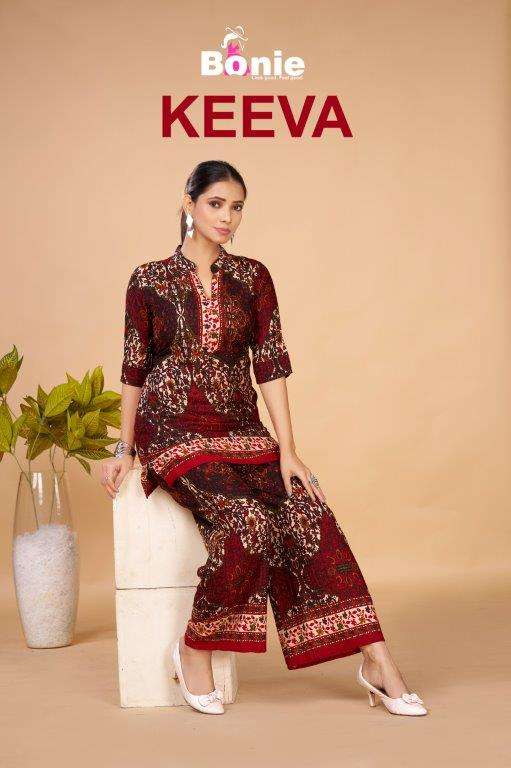 BONIE KEEVA 01 TO 08 SERIES PURE RAYON PRINTED CO-ORD SET-00093