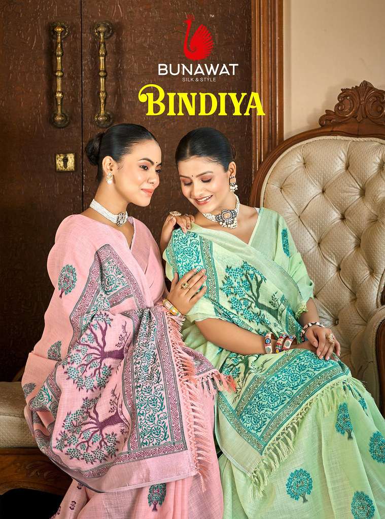 BUNAWAT BINDIYA PURE LINEN SAREES-00037