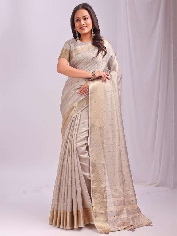 CASUAL CHECKS BY ASLIWHOLESALE DESIGNER PURE ORGANZA SAREES-00281