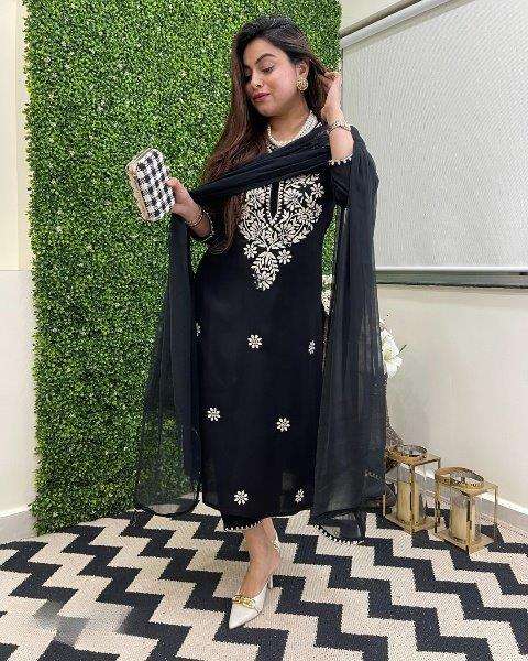 CHAHAT BY ASLIWHOLESALE DESIGNER PURE VISCOSE CHANDERI EMBROIDERY DRESSES-00264