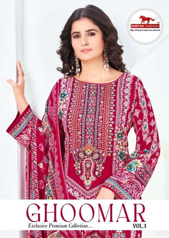 CHETAK FASHION GHOOMAR VOL-3 3001 TO 3008 SERIES PURE RAYON COTTON PRINTED DRESSES-00201