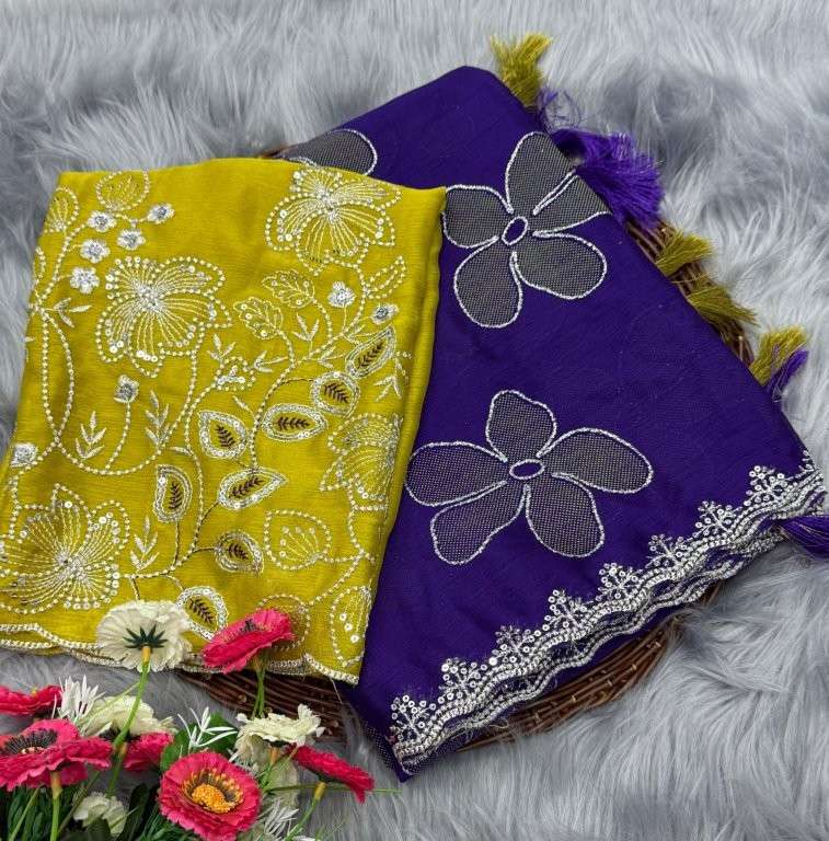 CIYA SILK BY ASLIWHOLESALE DESIGNER PURE CHIFFON EMBROIDERY PRINTED SAREES-00256