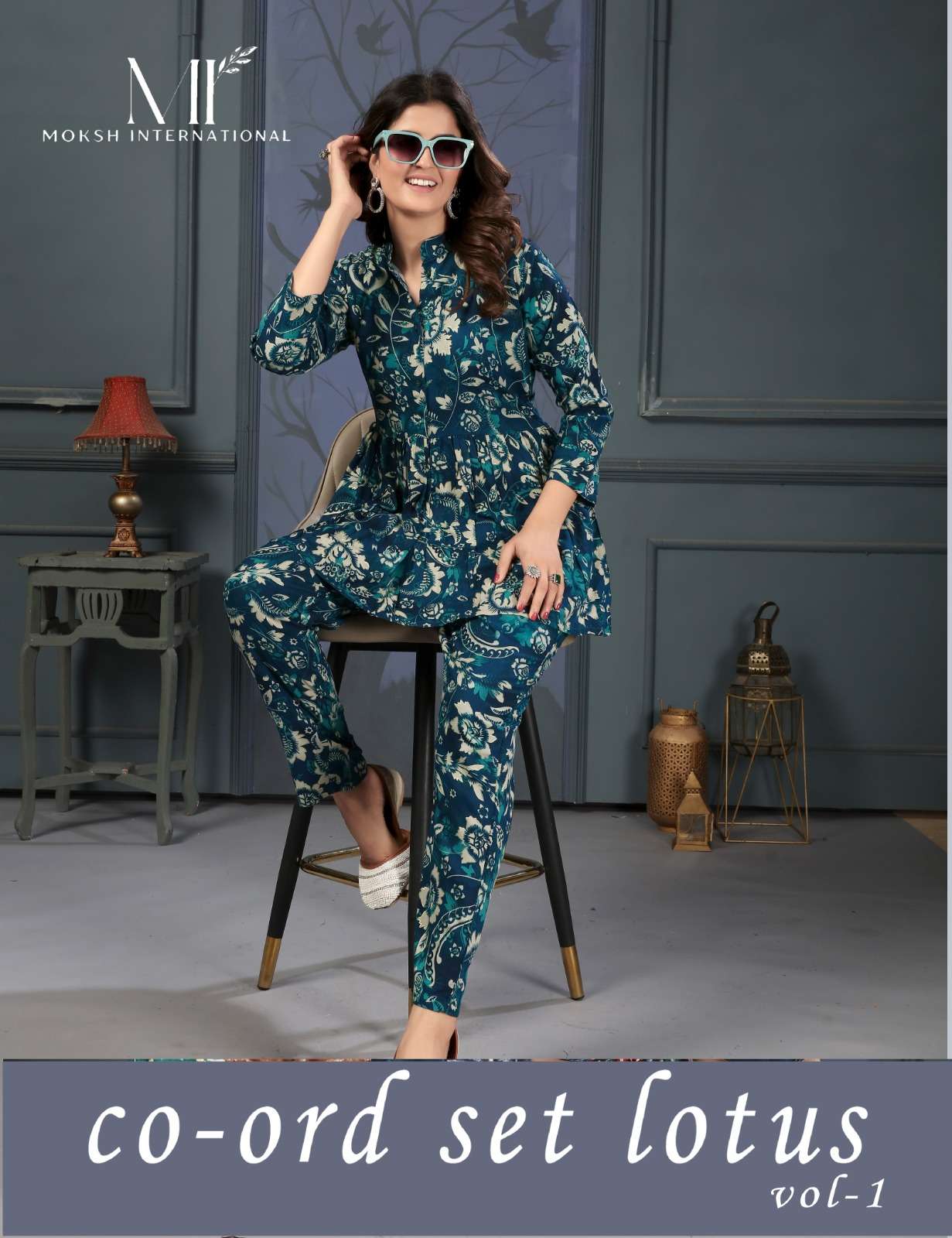 CO-ORD SET LOTUS VOL-01 BY MOKSH INTERNATIONAL 846 TO 850 SERIES PURE RAYON PRINTED CO-ORD SET-00154