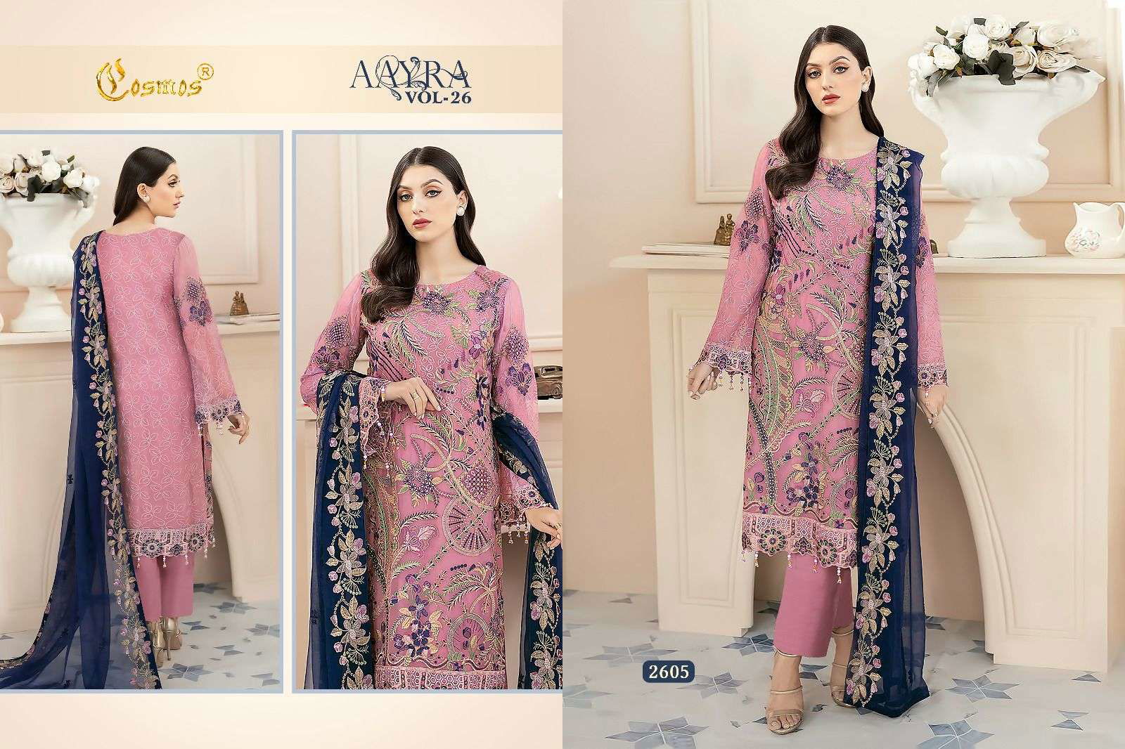 COSMOS AARYA VOL-26 NX PURE FAUX GEORGETTE EMBROIDERY PAKISTANI DRESS-00201