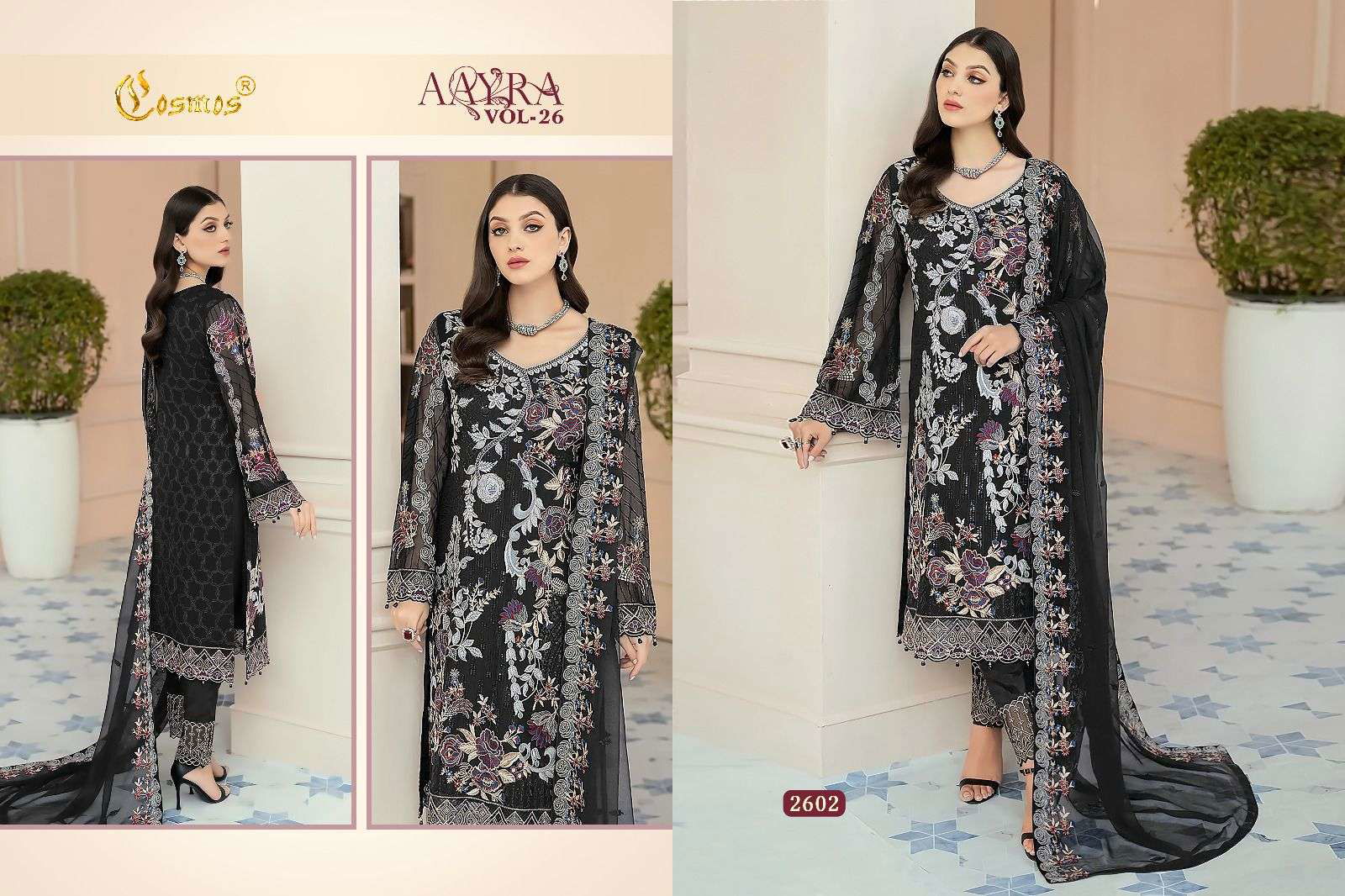 COSMOS AARYA VOL-26 PURE FAUX GEORGETTE EMBROIDERY PAKISTANI DRESSES-00201