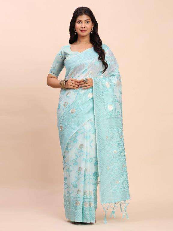 COTTONVALI BY ASLIWHOLESALE DESIGNER PURE LINEN COTTON SAREES-00281