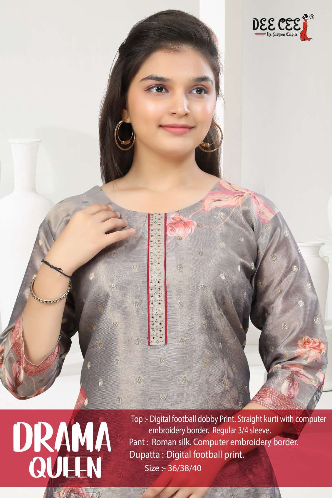 DEE CEE DRAMA QUEEN PURE PRINTED EMBROIDERY DRESSES-00093