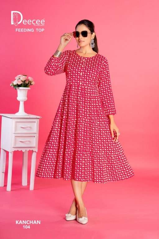 DEE CEE KANCHAN PURE RAYON PRINTED KURTIS-00014