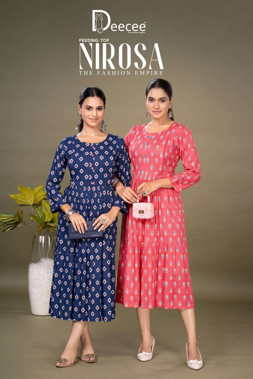 DEE CEE NIROSA PURE RAYON PRINTED KURTIS-00014