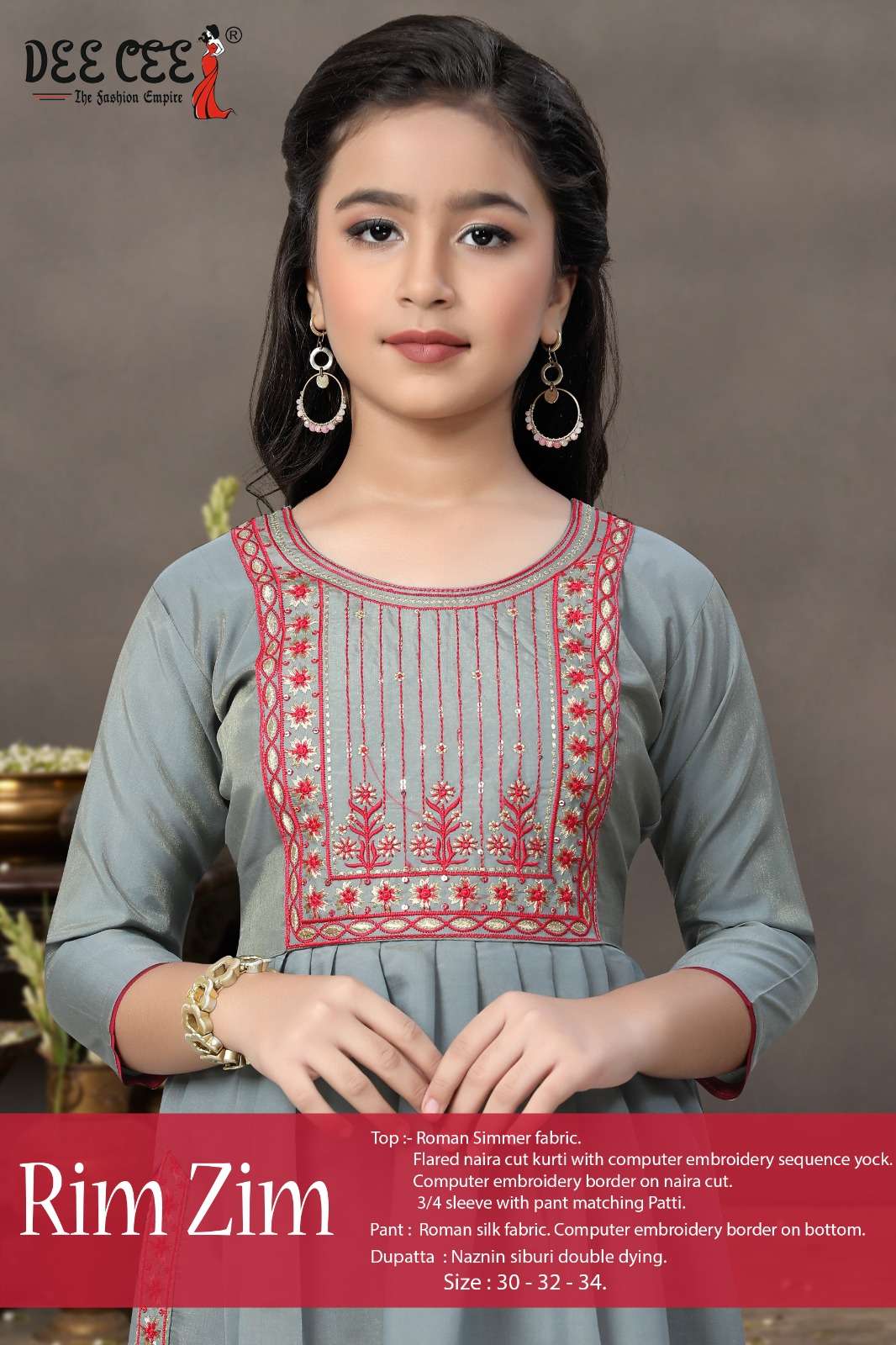 DEE CEE RIM ZIM PURE ROMAN SIMMER EMBROIDERY GIRLS WEAER DRESSES-00093