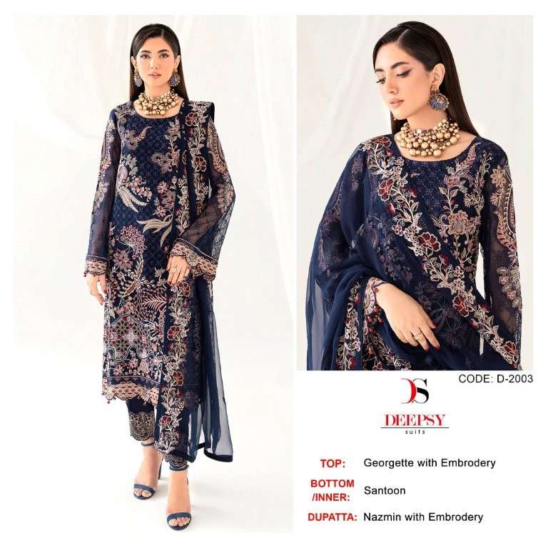 DEEPSY SUIT D-2003 PURE GEORGETTE EMBROIDERY PAKISTANI DRESS-00201
