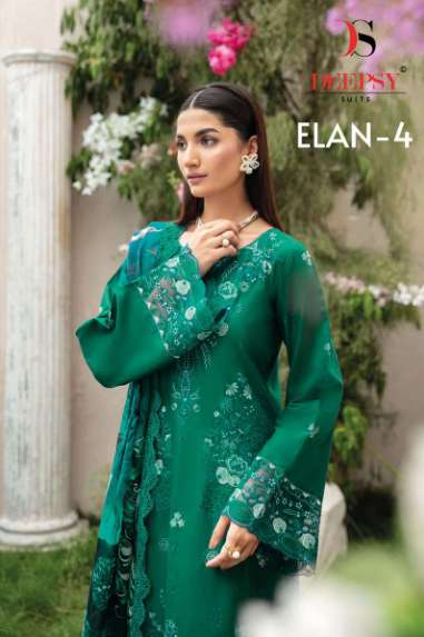 DEEPSY SUIT ELAN VOL-04 PURE HEAVY COTTON EMBROIDERY PAKISTANI DRESSES-00201
