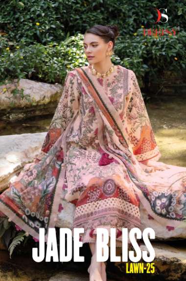 DEEPSY SUIT JADE BLISS LAWN-25 1231 TO 1236 SERIES PURE COTTON PRINTED PAKISTANI DRESSES-00201