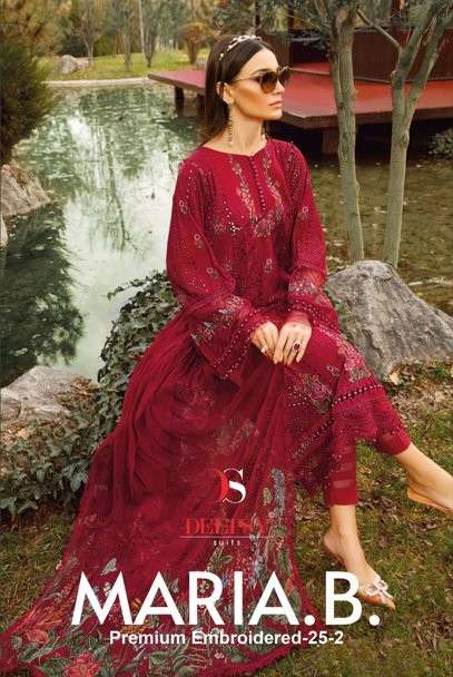 DEEPSY SUIT MARIA.B PREMIUM-25 VOL-02 HEAVY EMBROIDERY COTTON PAKISTANI DRESSES-00011