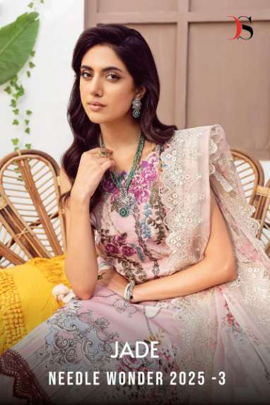 DEEPSY SUIT NEEDLE WONDER-25 VOL-03 PURE COTTON EMBROIDERY PAKISTANI DRESSES-00201