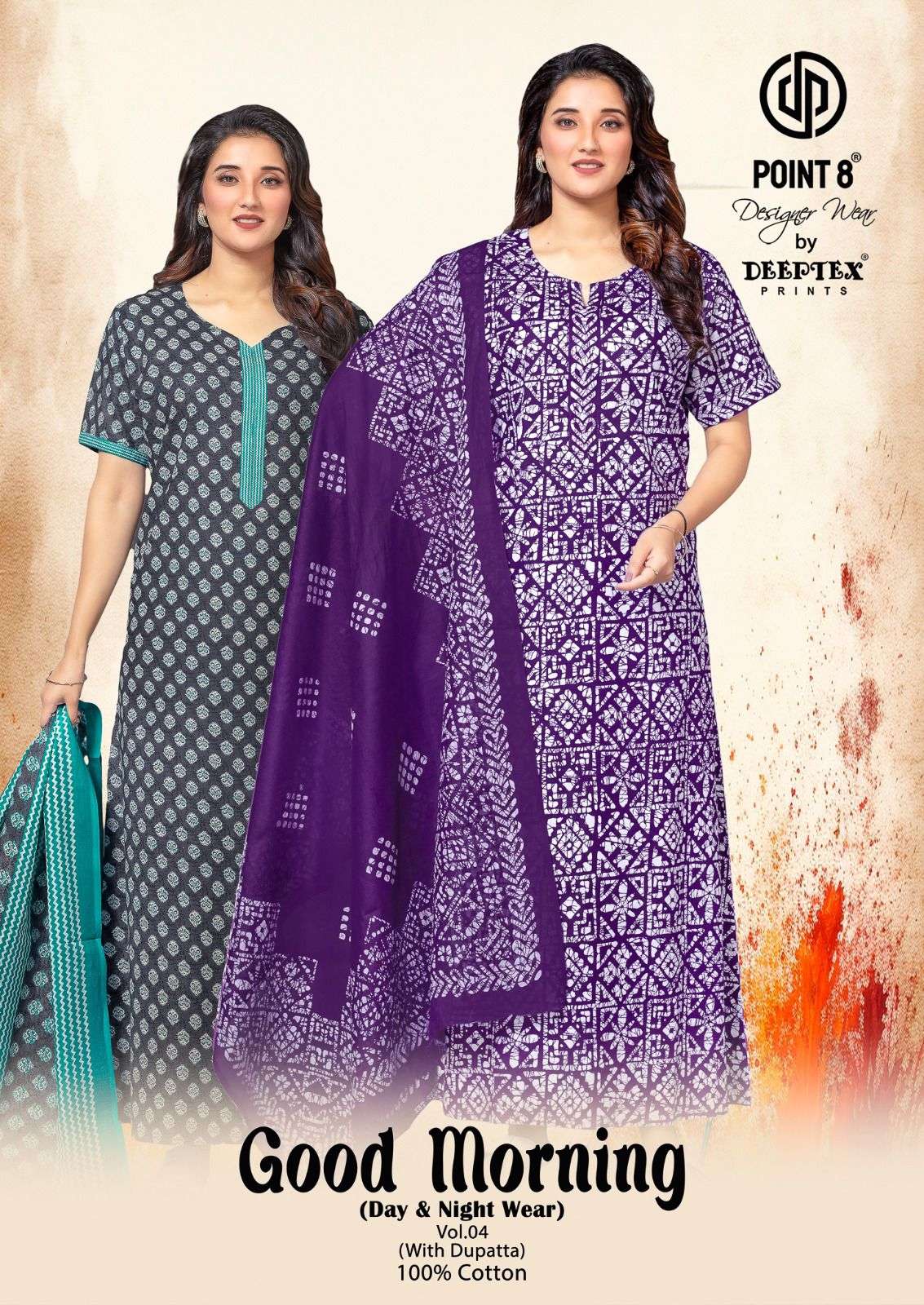 DEEPTEX GOOD MORNING VOL-4 4001 TO 4010 SERIES PURE COTTON PRINTED NIGHTY- 00015