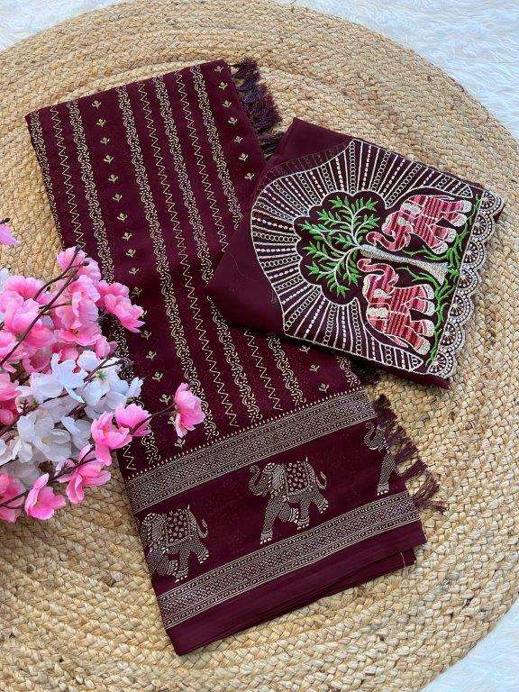 DEVA BY ASLIWHOLESALE DESIGNER PURE GEORGETTE EMBROIDERY SAREES-00256