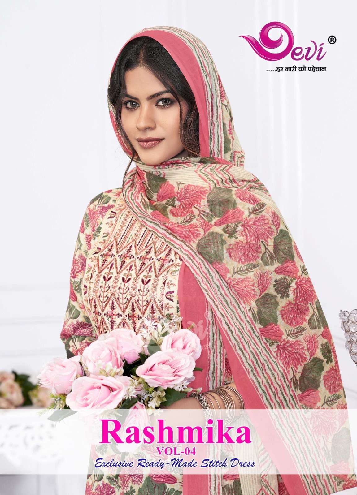 DEVI RASHMIKA VOL-4 4001 TO 4012 SERIES PURE COTTON PRINTED DRESSES-00015