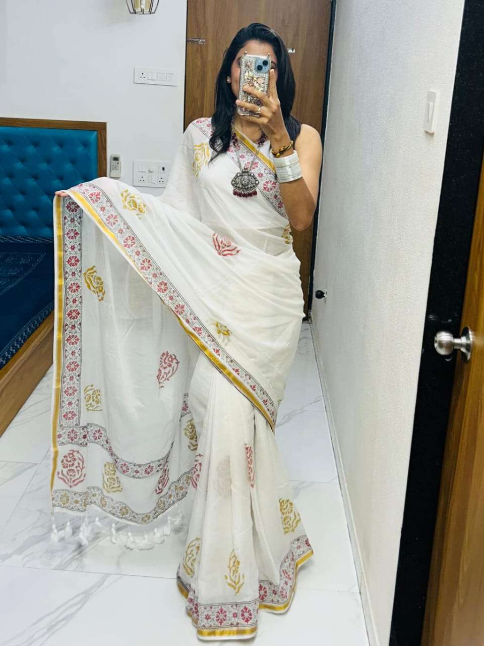 DEVYANI VOL-101 BY ASLIWHOLESALE DESIGNER PURE LINEN COTTON PRINTED SAREES-00259