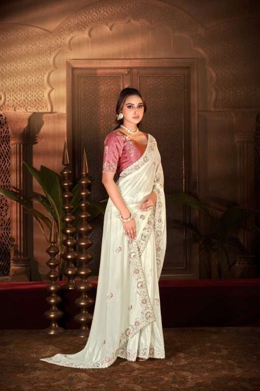 DIVA VOL-05 BY ASLWIHOLESALE DESIGNER PURE SATIN SILK EMBROIDERY PRINTED SAREES-00213