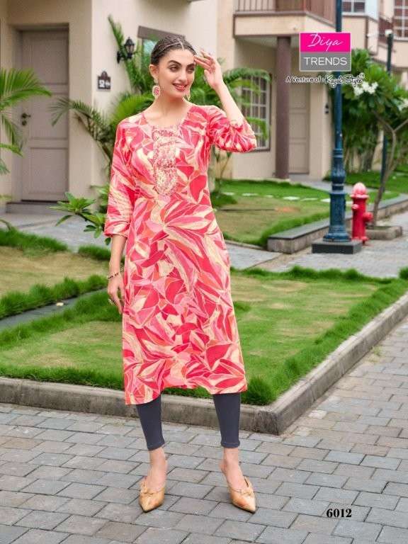 DIYA TRENDZ GARDENCITY VOL-06 PURE RAYON PRINTED KURTIS-00140
