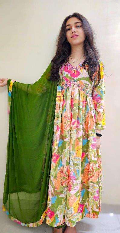 DN-357 HASEENA BY ASLIWHOLESALE DESIGNER PURE CHINON PRINTED DRESSES-00232