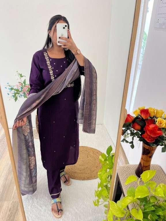 DN-378 BY ASLIWHOLESALE DESIGNER OURE ROMAN SILK EMBROIDERY PRINTED DRESSES-00232