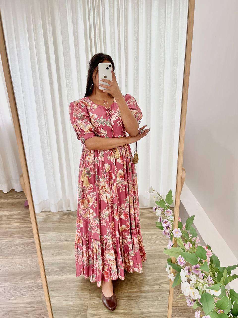 DN-396 BY ASLIWHOLESALE DESIGNER PURE ROMAN SILK PRINTED GOWNS-00232