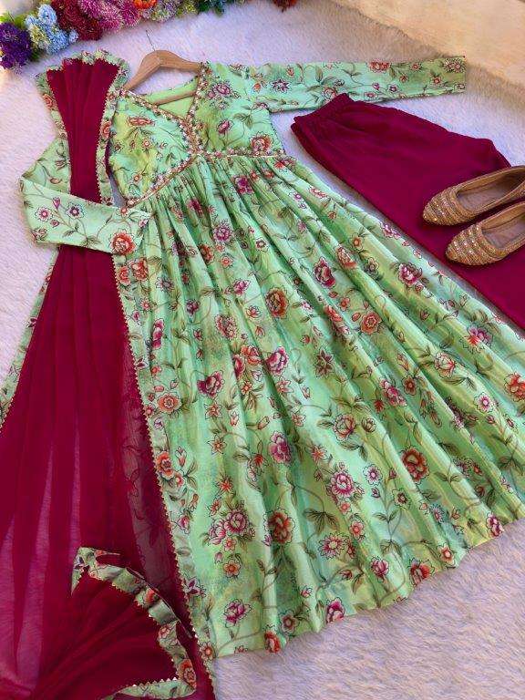 DN-446 BY ASLIWHOLESALE DESIGNER PURE CHINON PRINTED DRESSES-00232