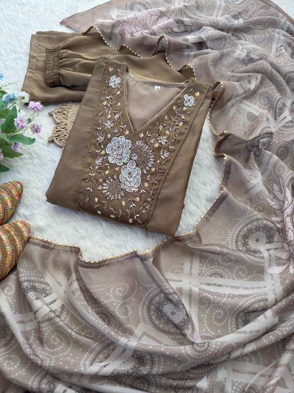 DN-459 BY ASLIWHOLESALE DESIGNER  PURE VICHITA SILK EMBROIDERY PRINTED DRESSES-00232