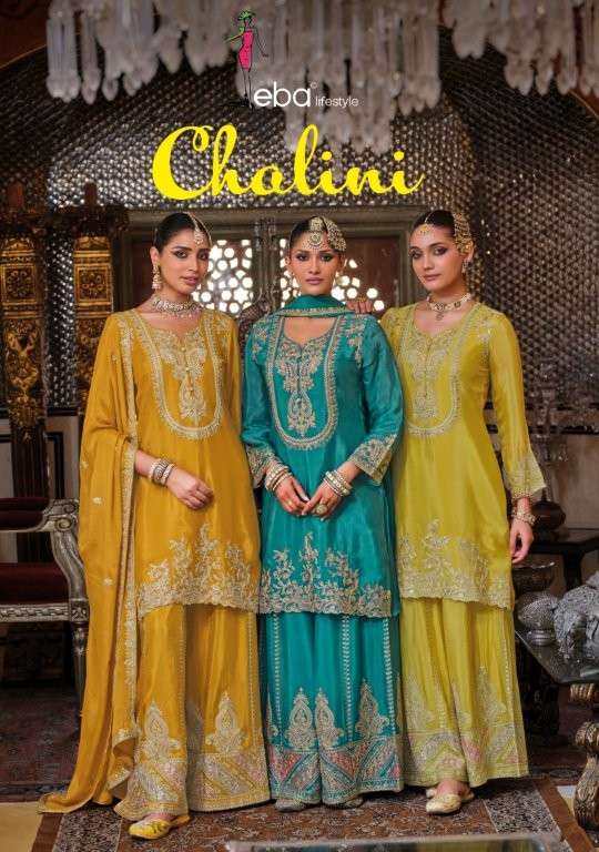EBA LIFESTYLE CHALINI 1948 TO 1950 SERIES PURE CHINNON EMBROIDERY PRINTED DRESSES-00289