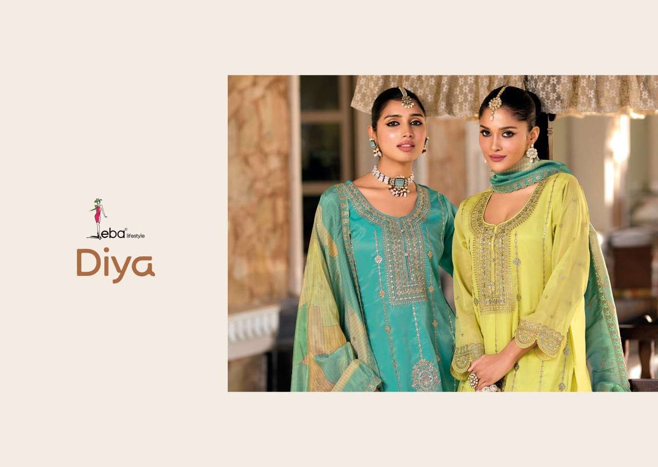 EBA LIFESTYLE DIYA 1860 TO 1861 SERIES PURE FANCY SHIMMER EMBROIDERY PRINTED DRESSES-00289