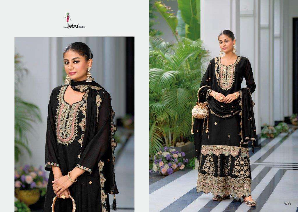EBA LIFESTYLE SAFROON VOL-4 1761 TO 1762 SERIES PURE CHINON EMBROIDERY DRESSES-00289
