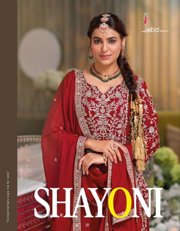 EBA LIFESTYLE SHAYONI 1708 TO 1710 SERIES PURE CHINNON EMBROIDERY PRINTED DRESSES-00289