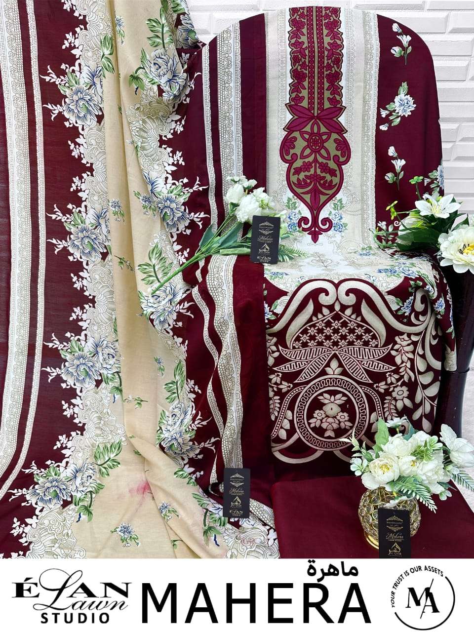ELAN LAWN STUDIO MAHERA VOL-2 PURE SOFT COTTON PRINTED DRESSES-00272