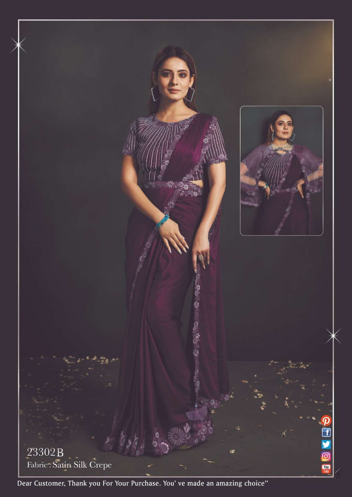 ENIGMA BY MAHOTSAV DESIGNER FANCY SATIN CREPE SILK PRINTED SAREES-00276