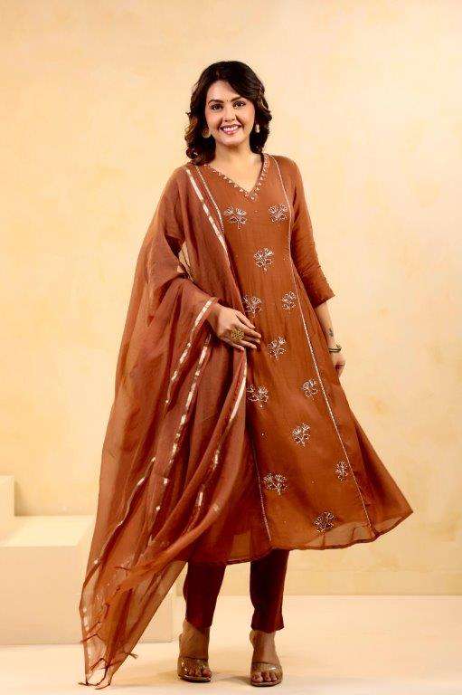 ENSTINKT PLUSH COTTON SERIES-43 PURE CHANDERI DRESSES-00288