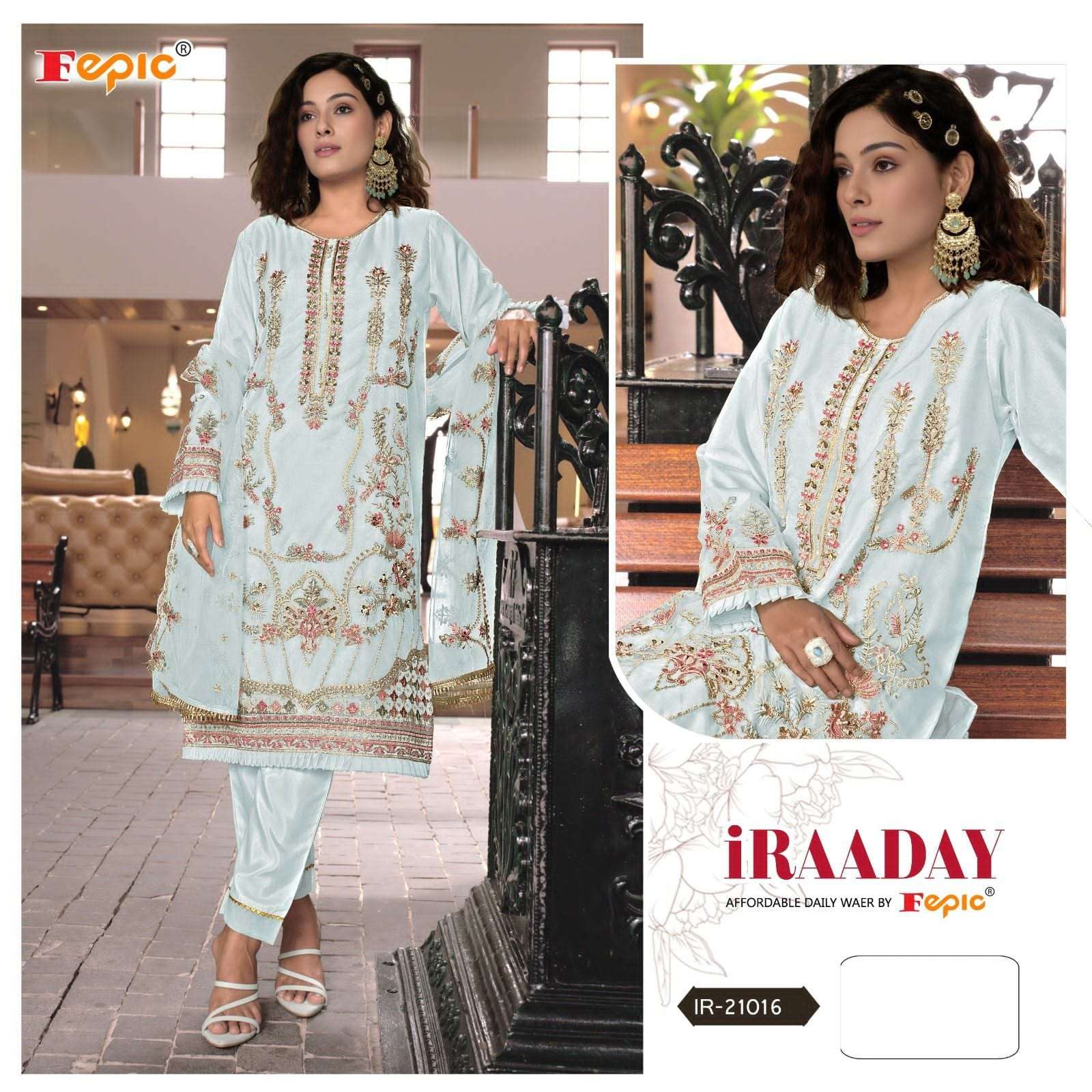 FEPIC LRAADAY 21016 A TO 21016-B SERIES PURE ORGANZA EMBROIDERY DRESSES-00201
