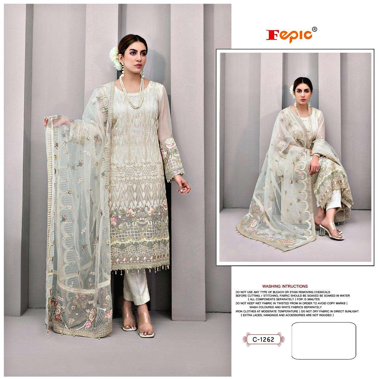FEPIC ROSEMEEN 1262 SERIES PURE GEORGETTE EMBROIDERY PAKISTANI DRESSES-00201