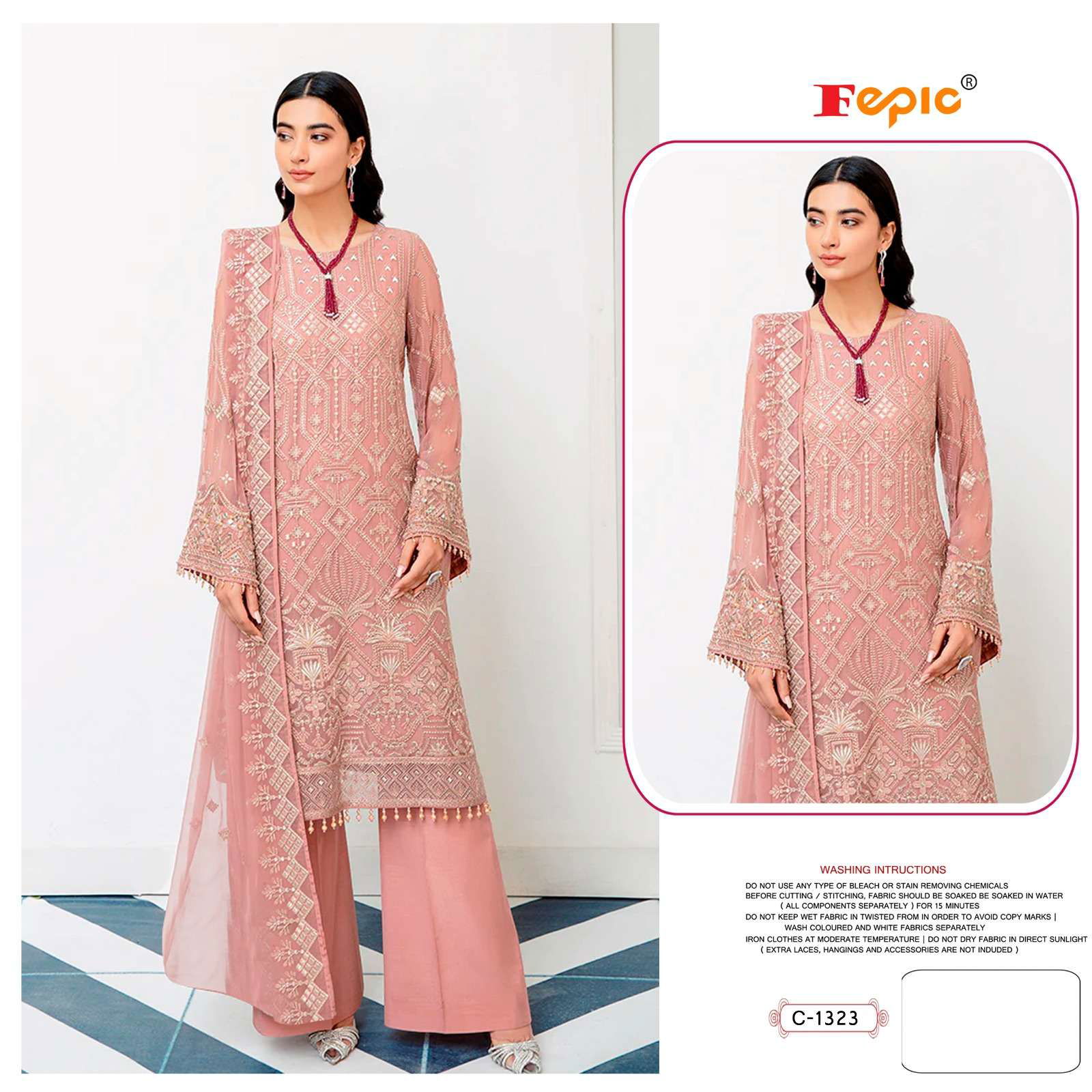 FEPIC ROSEMEEN 1323 PURE GEORGETTE EMBROIDERY PAKISTANI DRESSES-00201