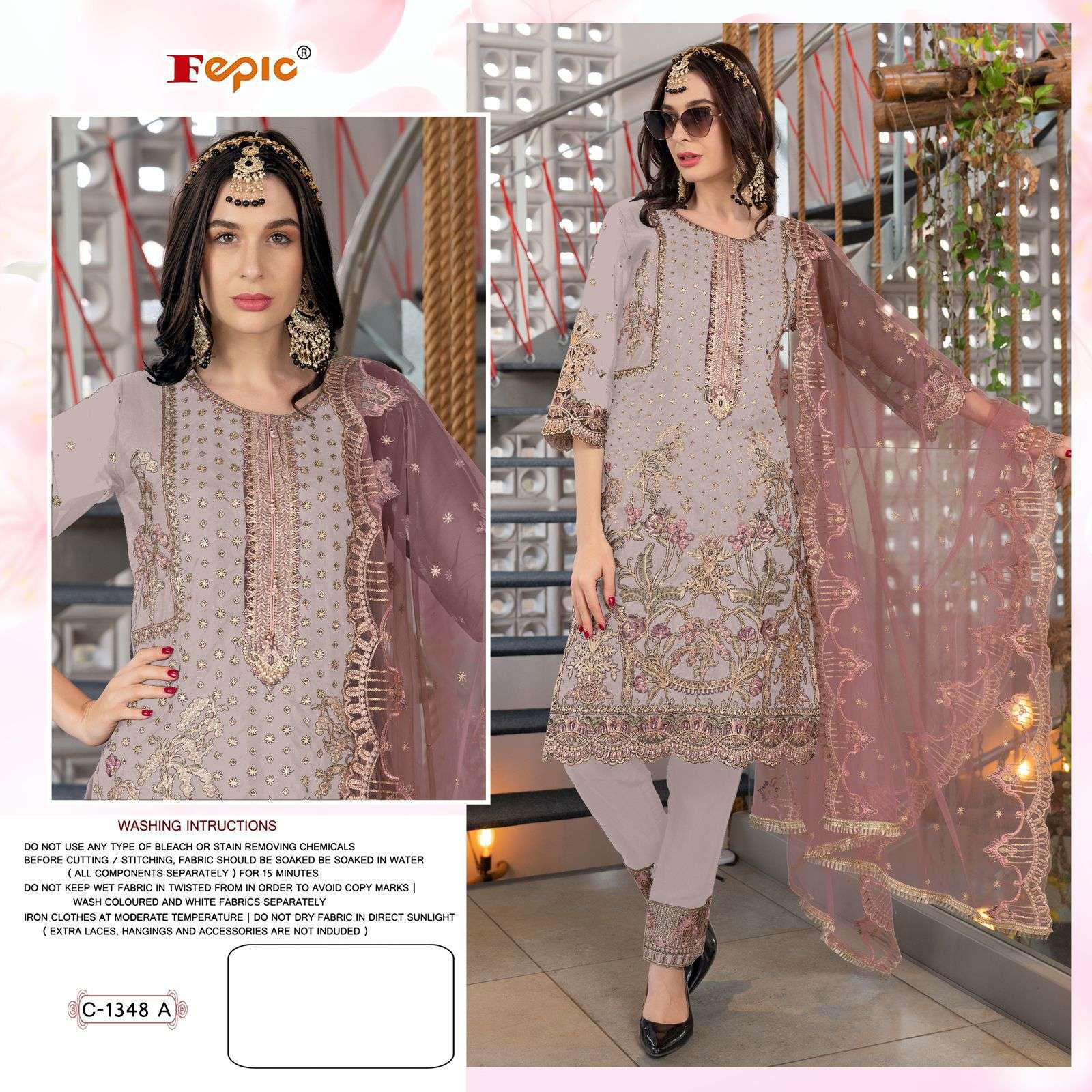 FEPIC ROSEMEEN 1348-A SERIES PURE ORGANZA EMBROIDERY DRESSES-00201