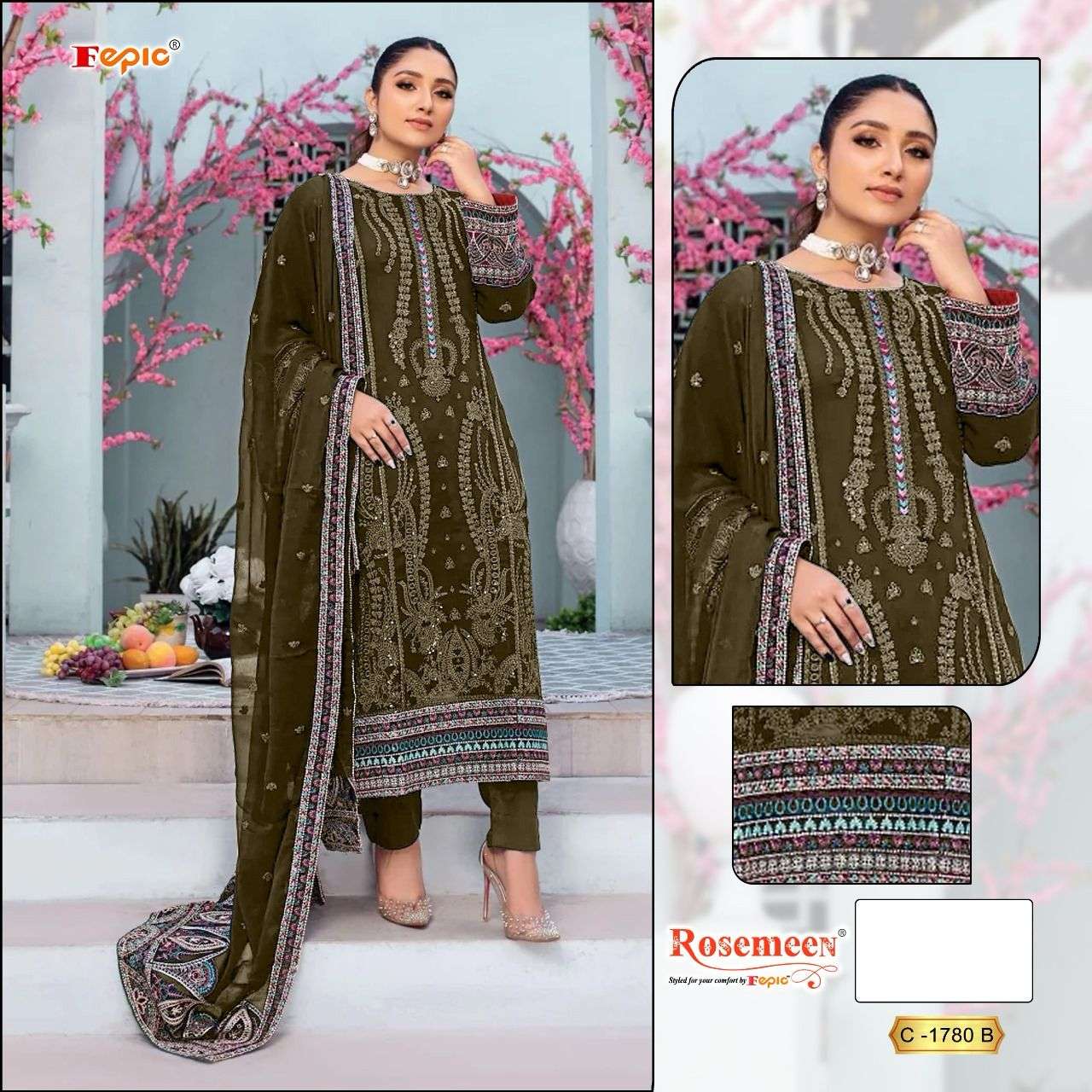 FEPIC ROSEMEEN 1780-B SERIES PURE GEORGETTE EMBROIDERY PAKISTANI DRESSES-00201