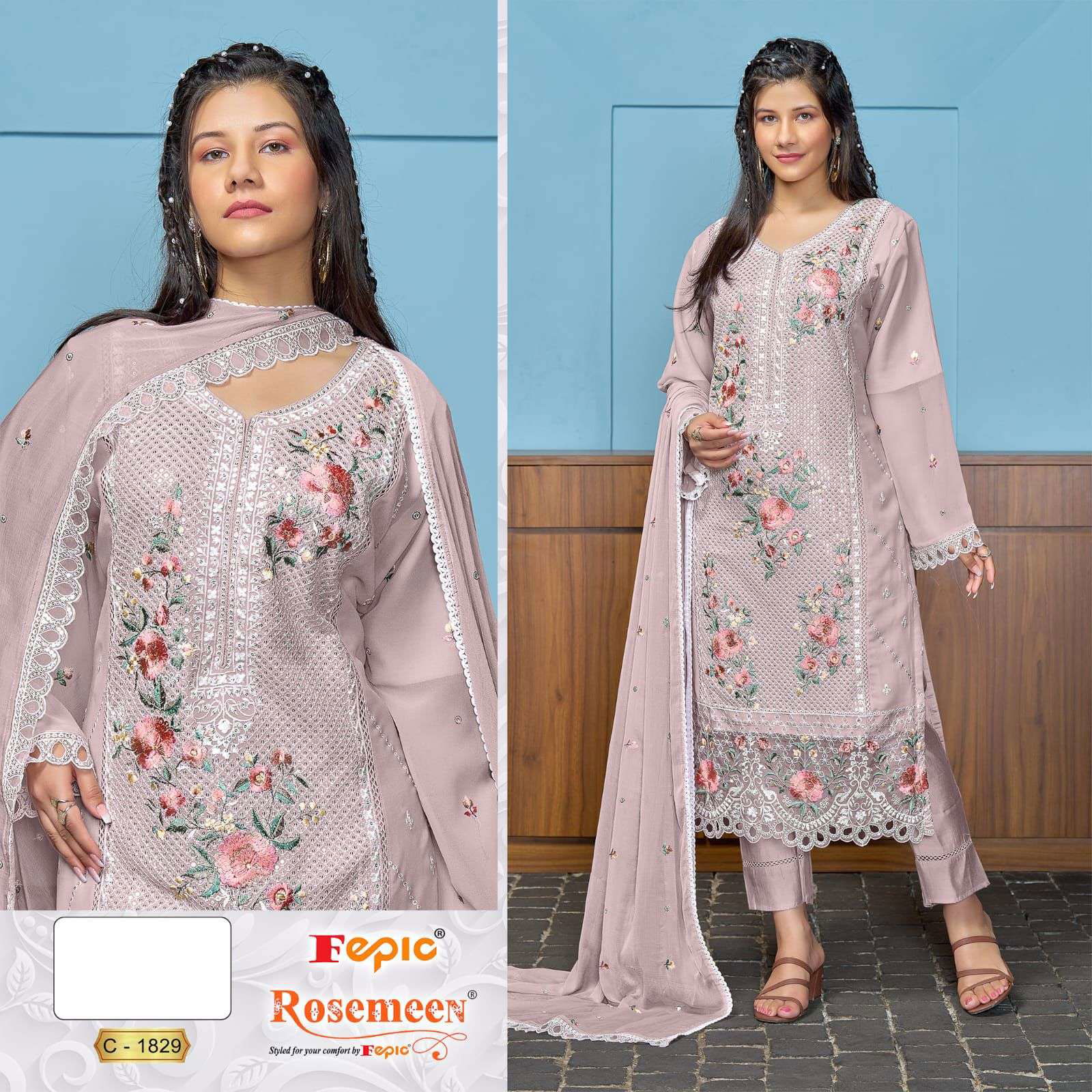 FEPIC ROSEMEEN 1829 -A TO 1829-C SERIES PURE GEORGETTE EMBROIDERY DRESSES-00201