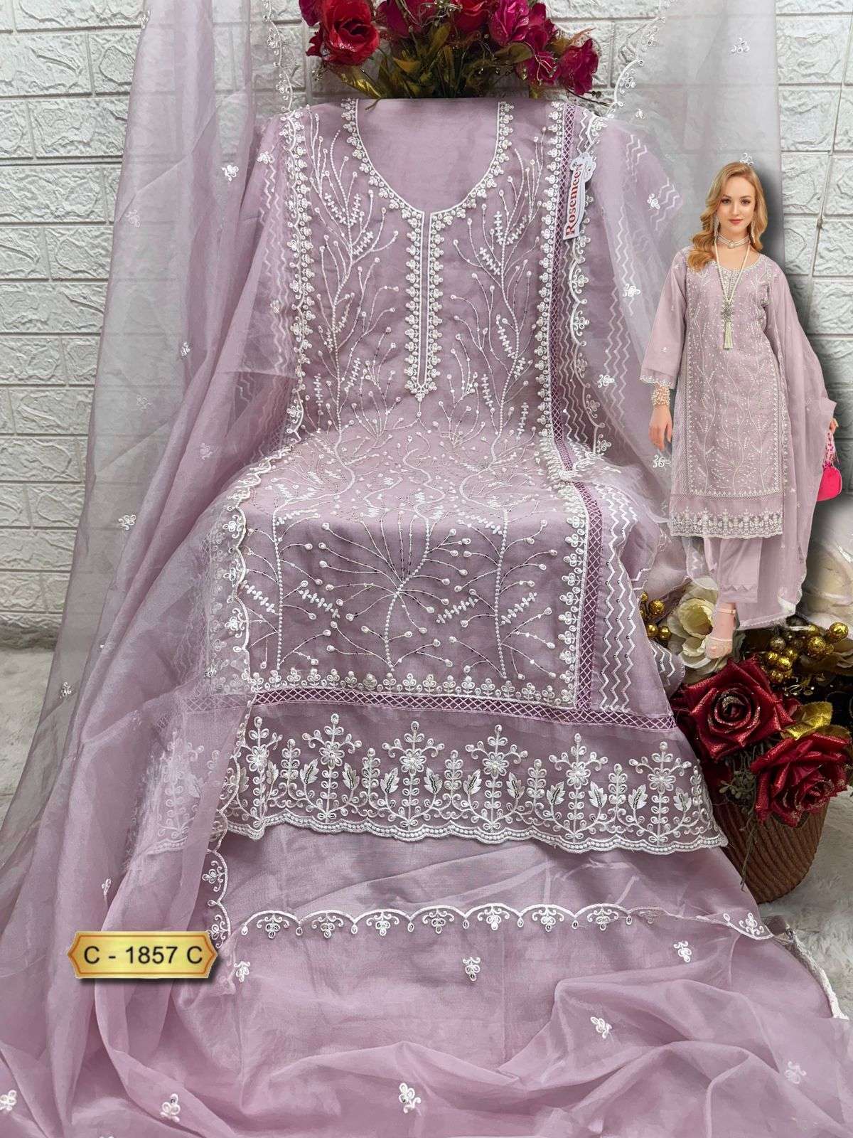 FEPIC ROSEMEEN 1857-C SERIES PURE ORGANZA EMBROIDERY DRESSES-00201