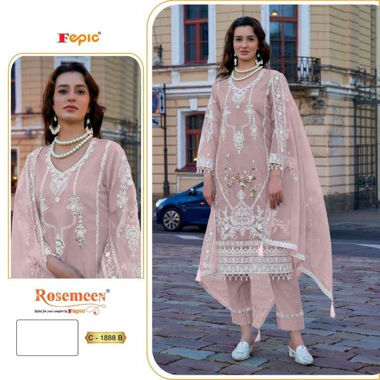 FEPIC ROSEMEEN -1888 PURE ORGANZA EMBROIDERY PRINTED DRESSES-00201 