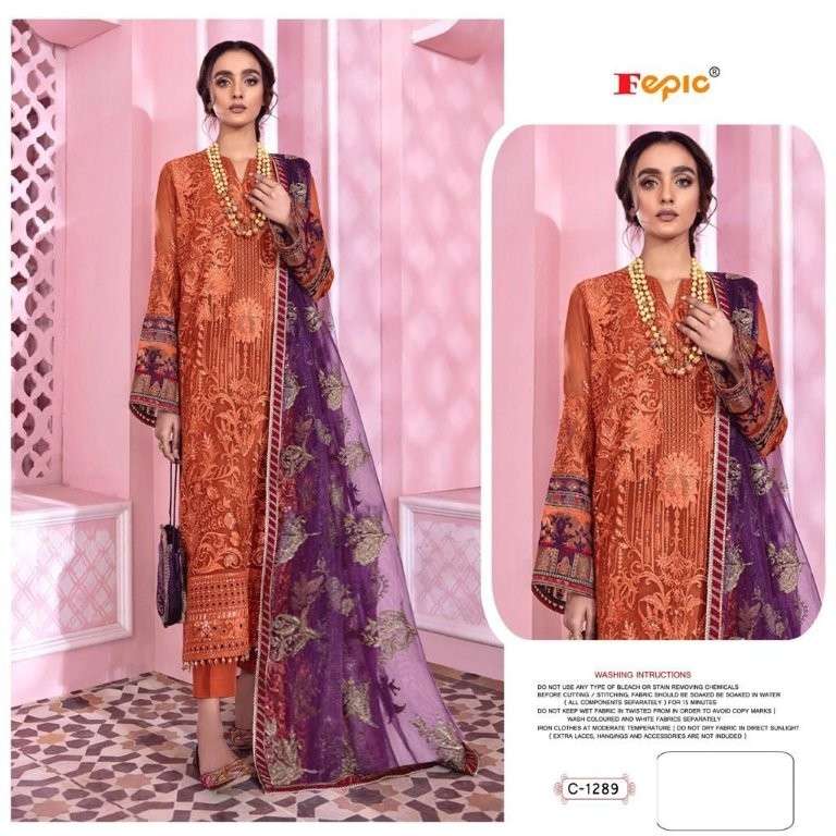 FEPIC ROSEMEEN 1892 SERIES PURE ORGANZA EMBROIDERY PRINTED PAKISTANI DRESSES-00201